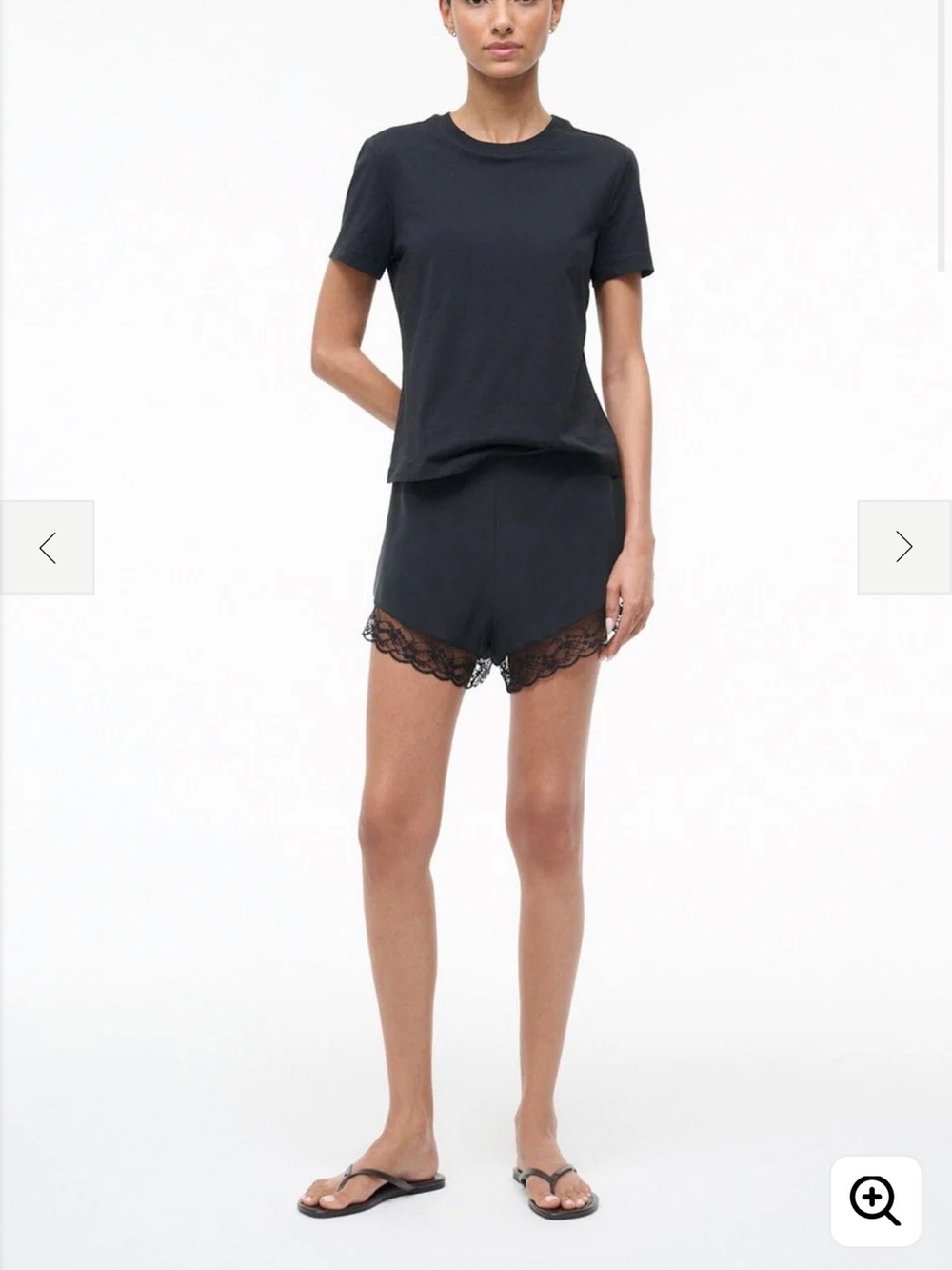 STAUD Black Lace-Trim Short